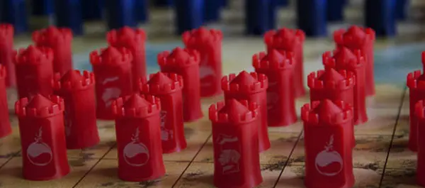 Cylindrical castle-shaped Stratego pieces Cylindrical castle-shaped Stratego pieces